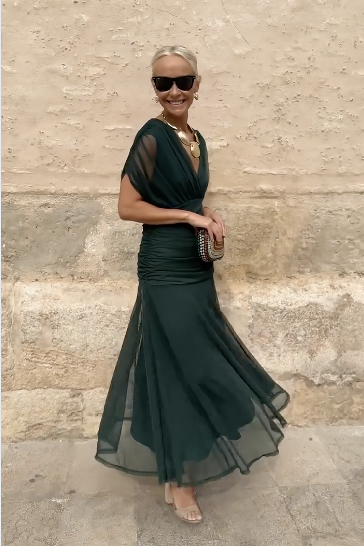 Emelia™ Elegant V-Neck Maxi Dress