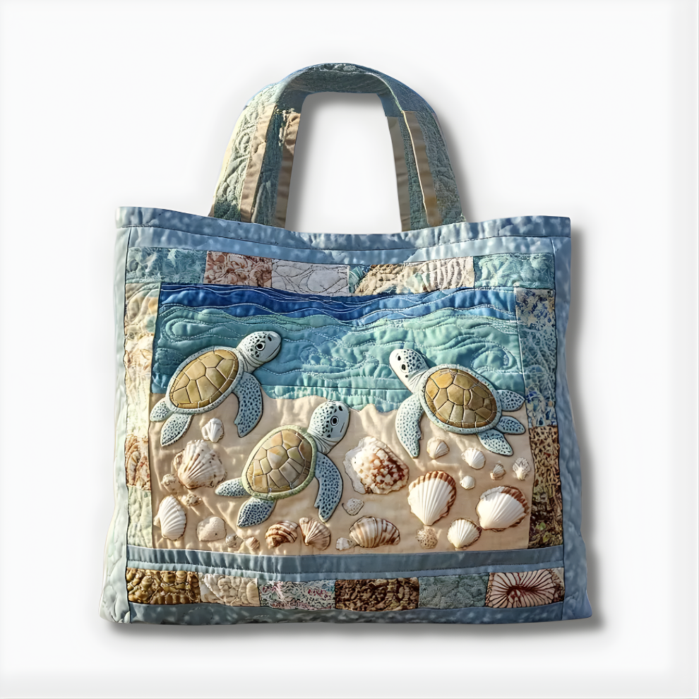 Coastal Sea Turtle Quilted Tote