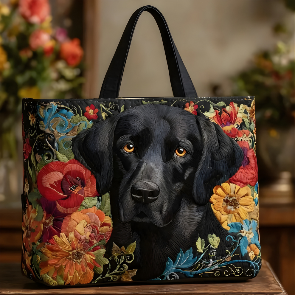 Black Labrador Quilted Tote