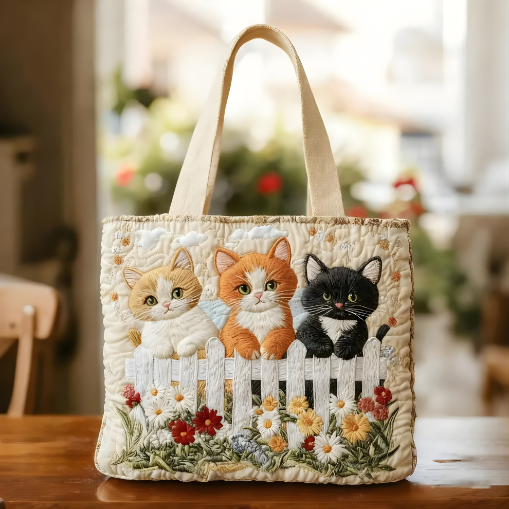 Playful Kittens Quilted Tote
