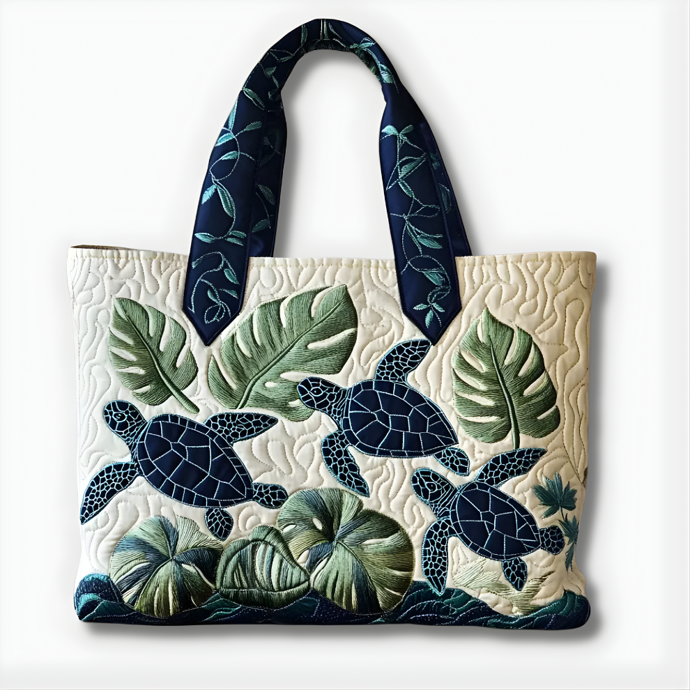 Tropical Sea Turtle Quilted Tote