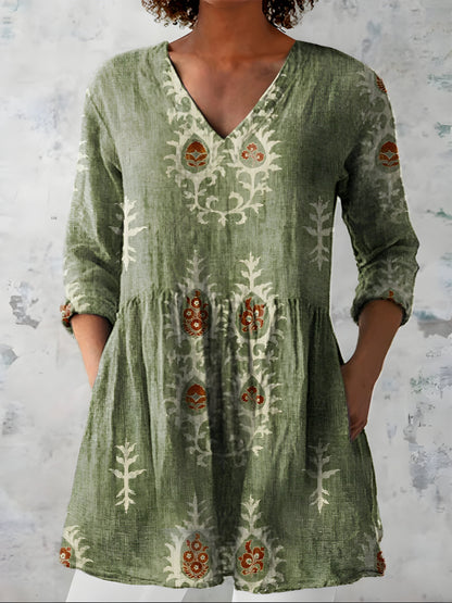 Everly V-Neck Long Blouse