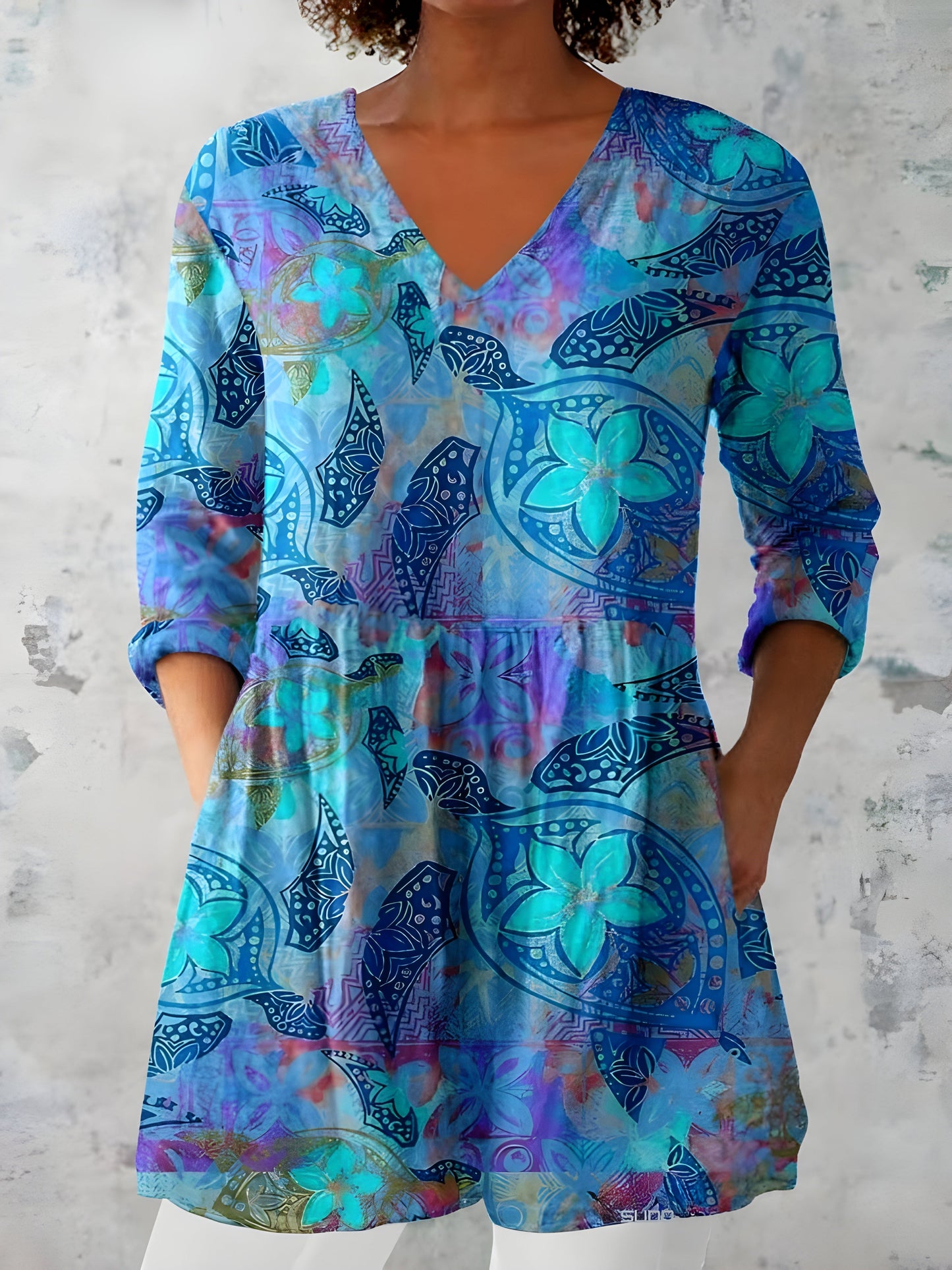 April V-Neck Long Blouse