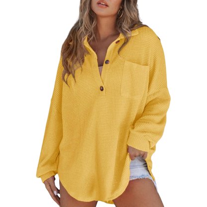 Nova™ Casual Lightweight Button V Neck Tunic Blouse