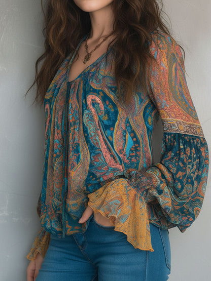 Selah Paisley Chiffon Blouse