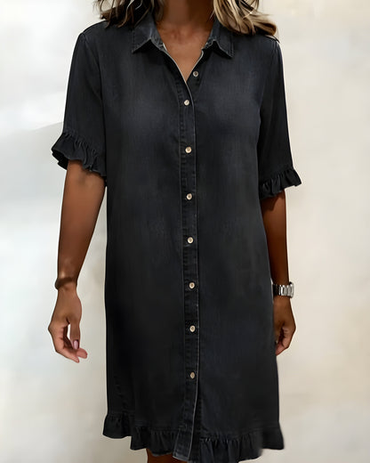 Katie | Effortlessly Flattering Ruched Denim Dress