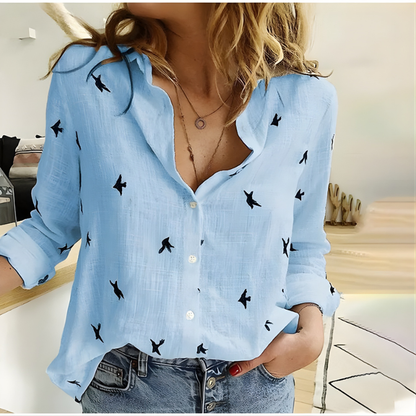 Leah™ Cotton Long Sleeve Blouse