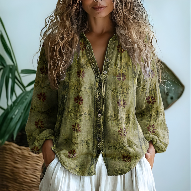 Toinette Leaf Print Blouse