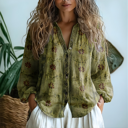 Toinette Leaf Print Blouse