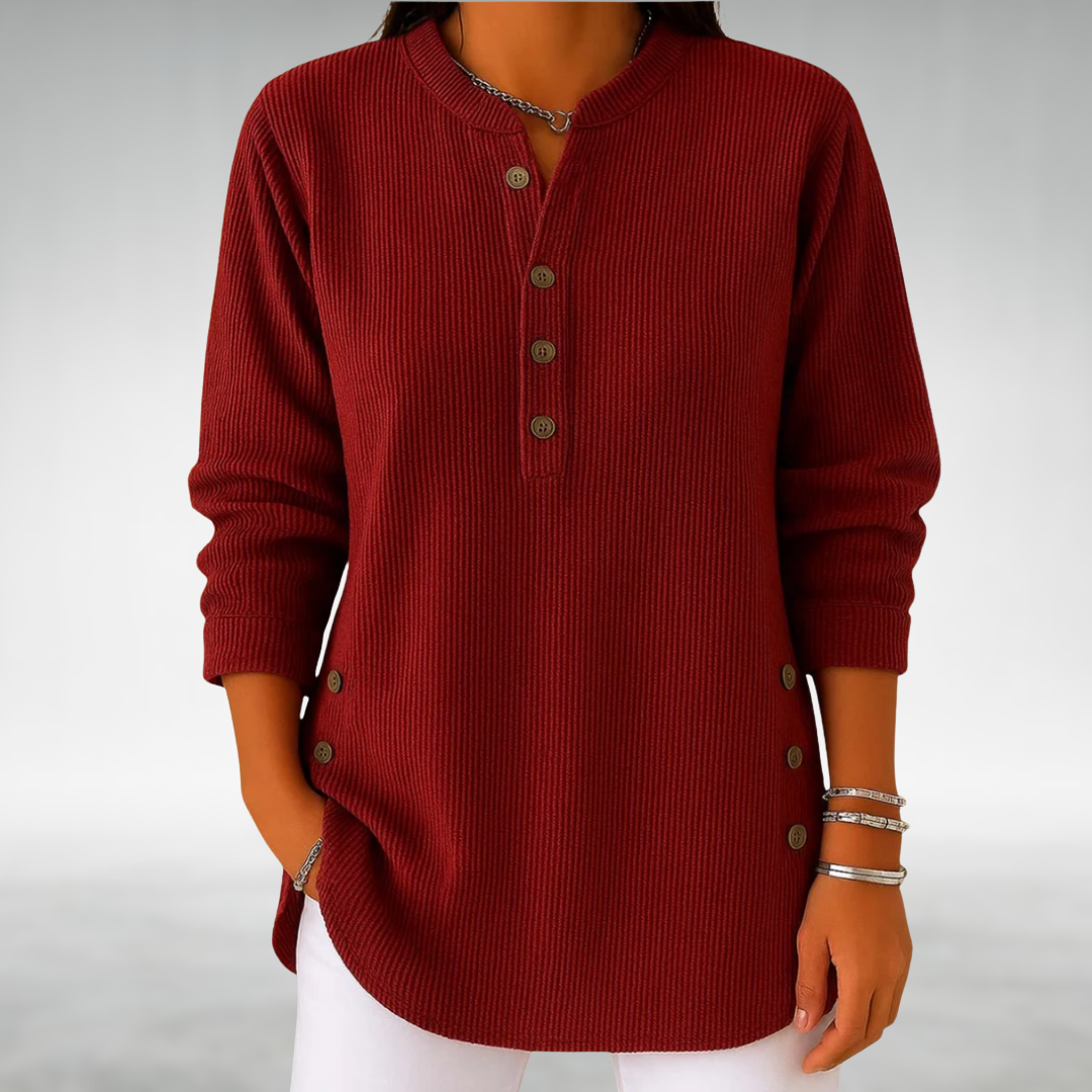 Lilian Corduroy V-Neck Top