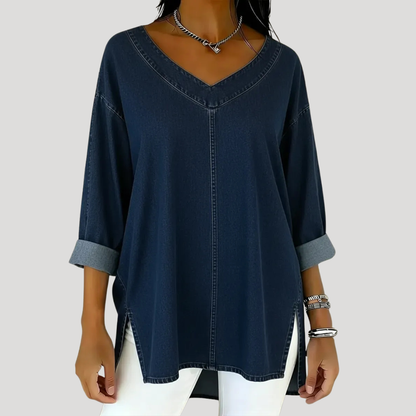 Selena™ Vintage Oversized Denim Top