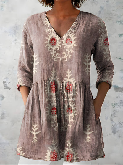 Everly V-Neck Long Blouse
