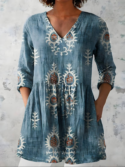 Everly V-Neck Long Blouse