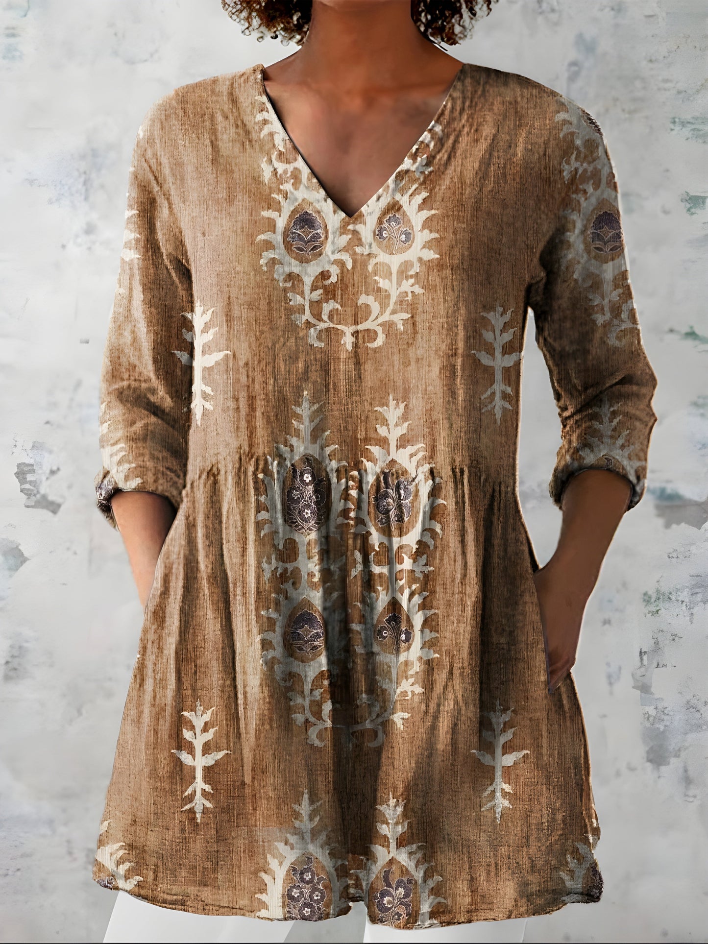 Everly V-Neck Long Blouse