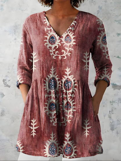 Everly V-Neck Long Blouse