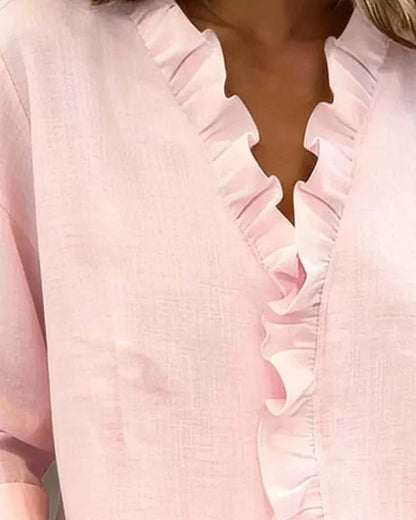 Lottie Ruffle V-Neck Blouse