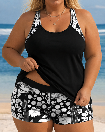 Aria | Plus Size Floral Tankini Shorts Set