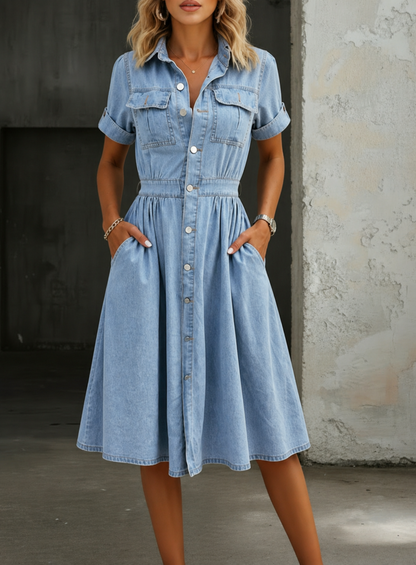 Violeta | Short Sleeve Denim Dress