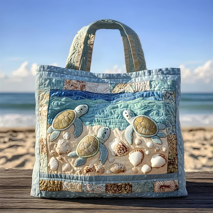 Coastal Sea Turtle Quilted Tote