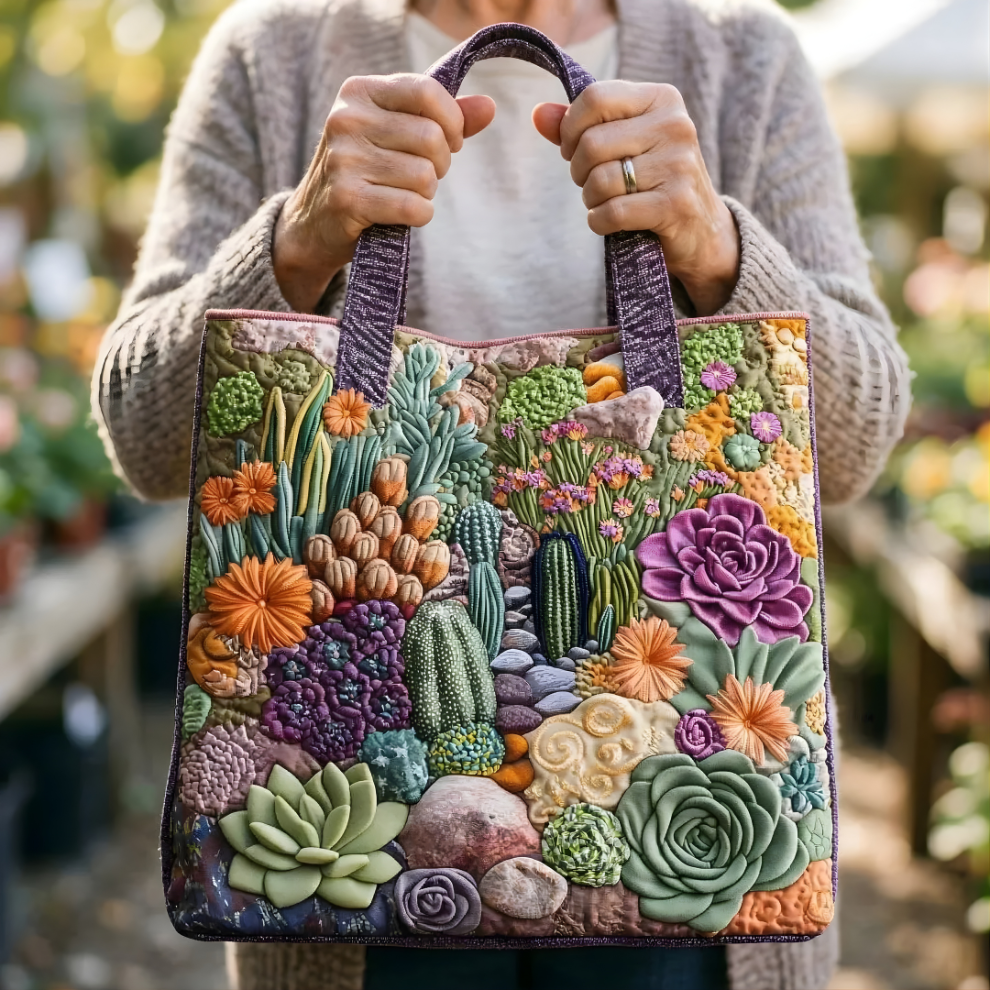 Succulent Garden Quilted Tote