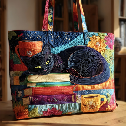 Black Cat Quilted Tote