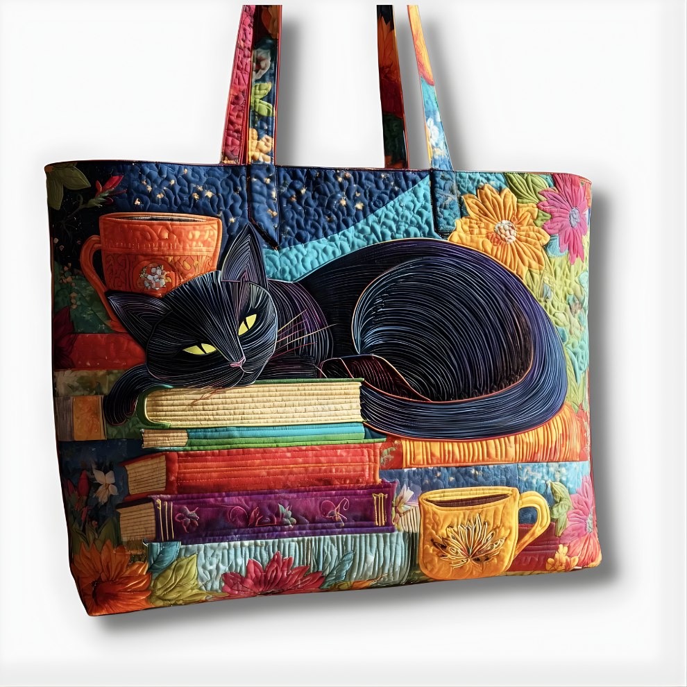 Black Cat Quilted Tote