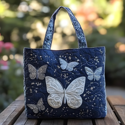 Midnight Butterfly Quilted Tote