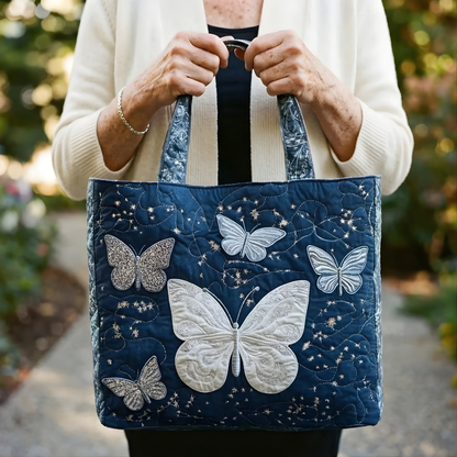 Midnight Butterfly Quilted Tote