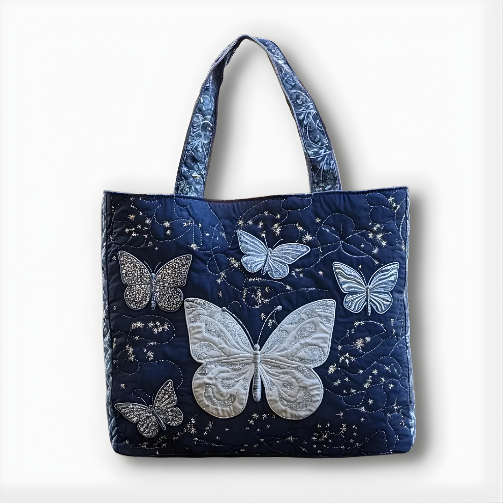 Midnight Butterfly Quilted Tote