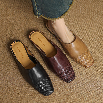 Mila Leather Slip-On Mules