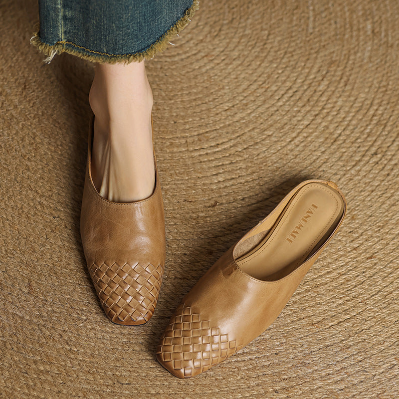Mila Leather Slip-On Mules