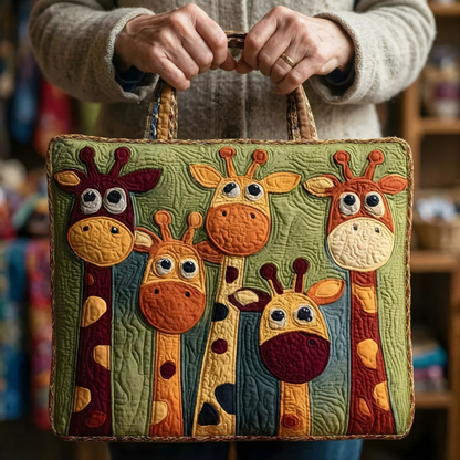Giraffe Parade Quilted Tote
