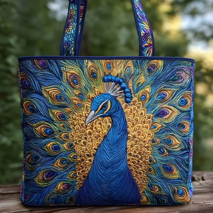 Royal Peacock Quilted Tote