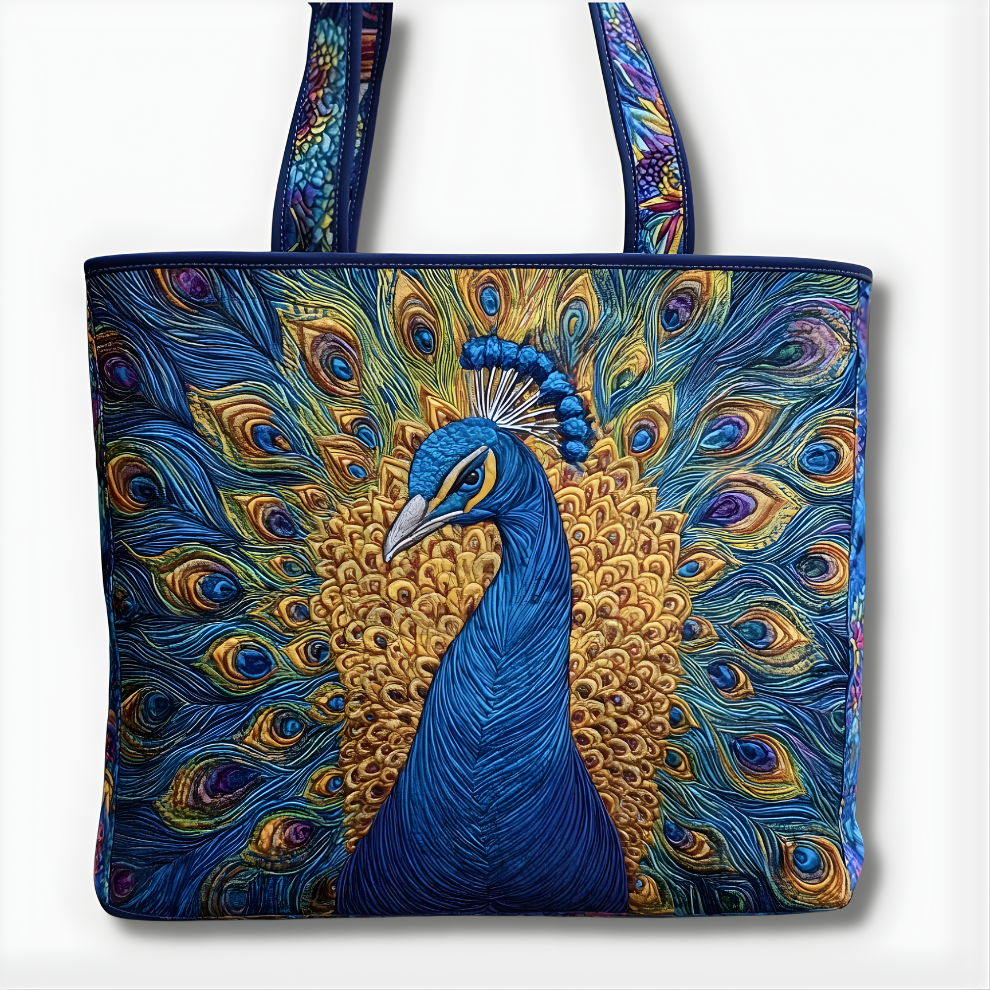 Royal Peacock Quilted Tote