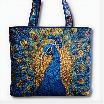 Royal Peacock Quilted Tote