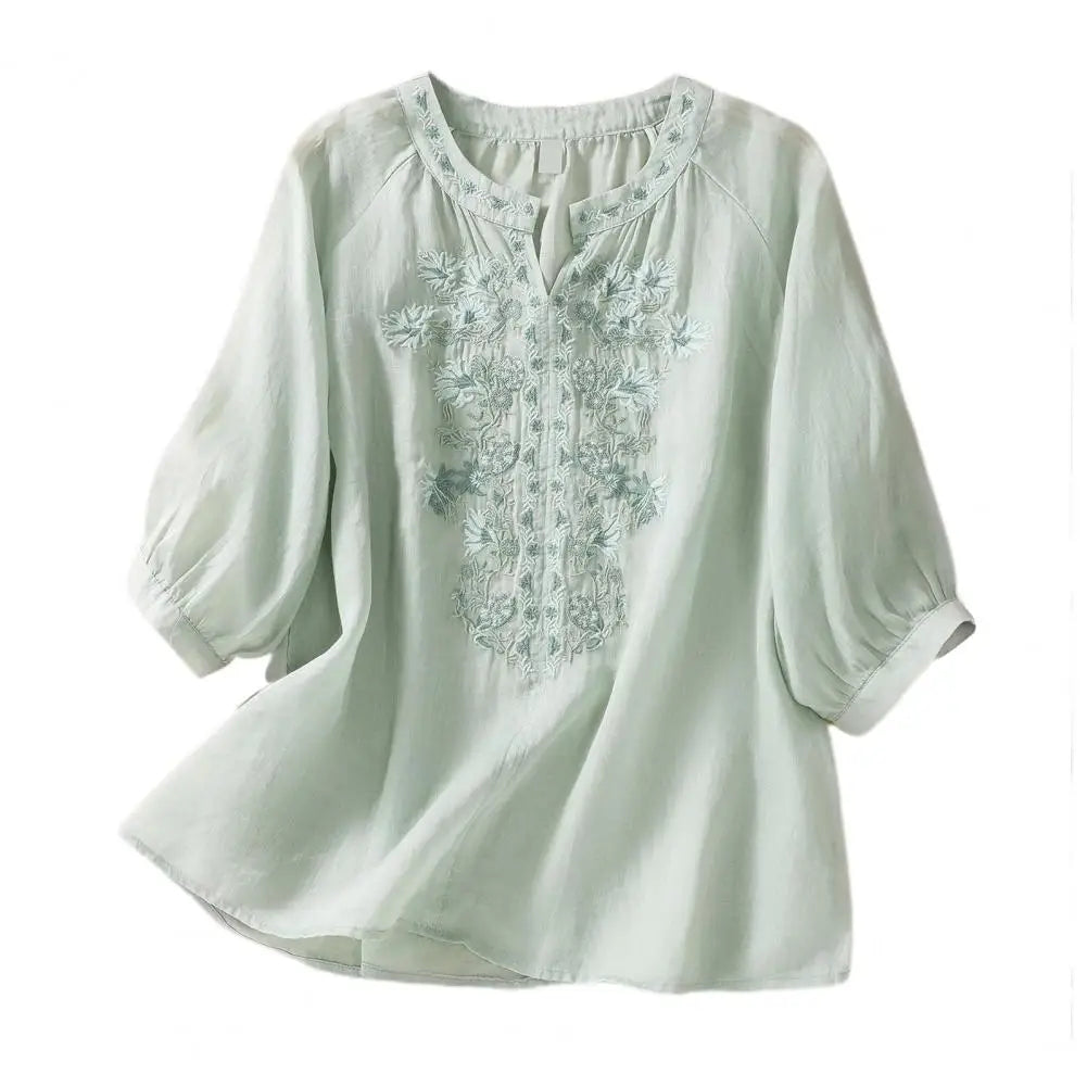 Sophie Embroidered Cotton Blouse