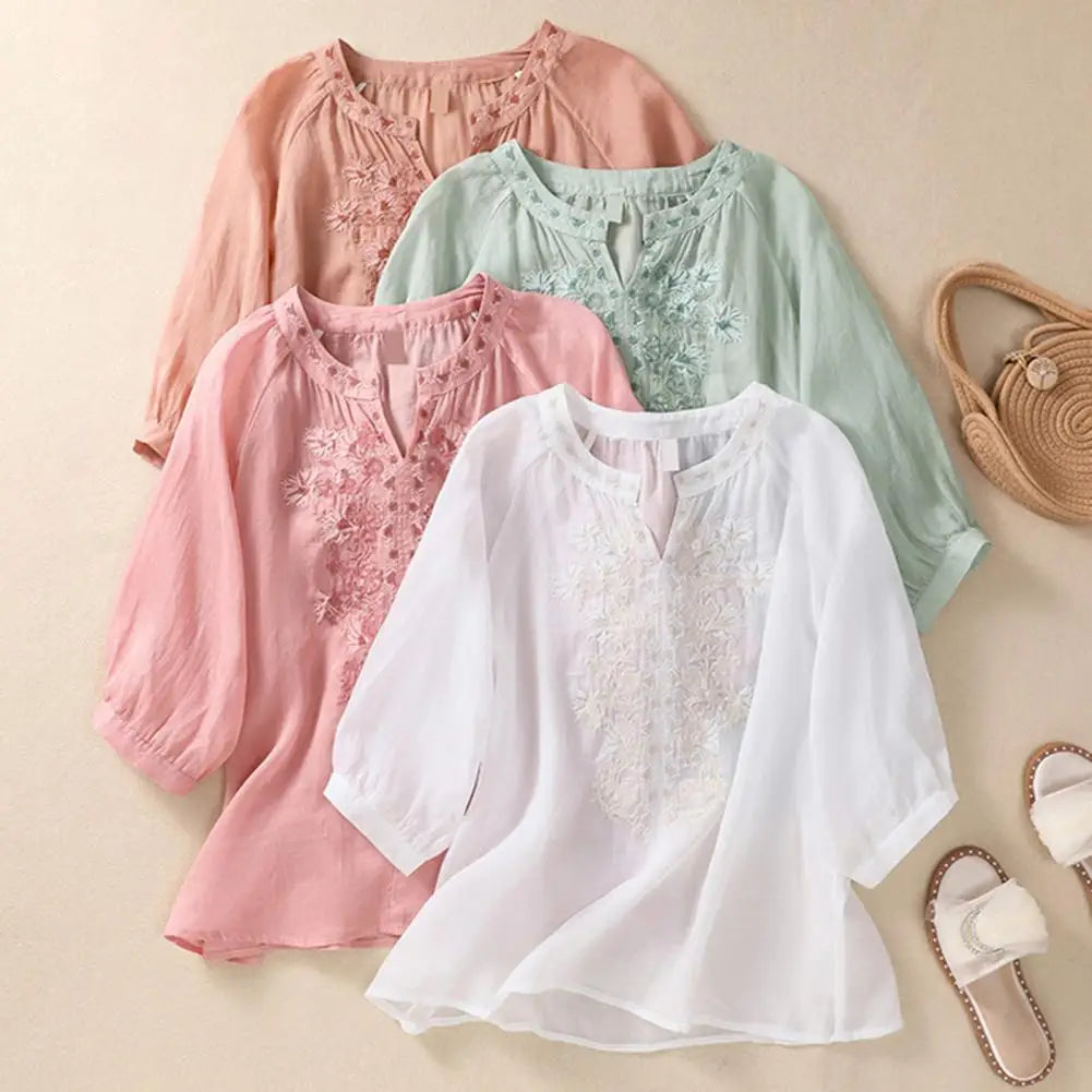 Sophie Embroidered Cotton Blouse