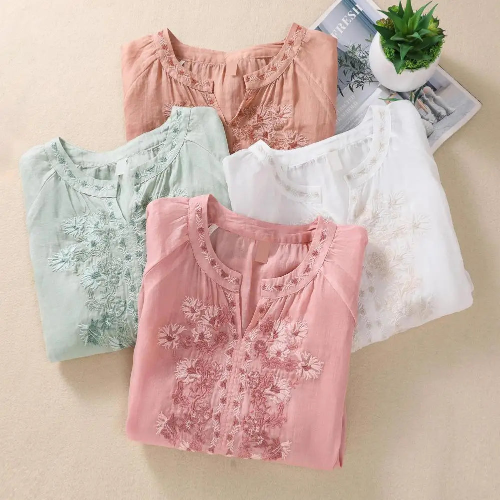 Sophie Embroidered Cotton Blouse