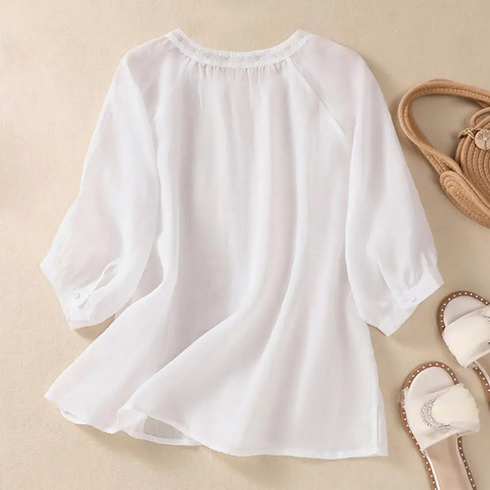 Sophie Embroidered Cotton Blouse