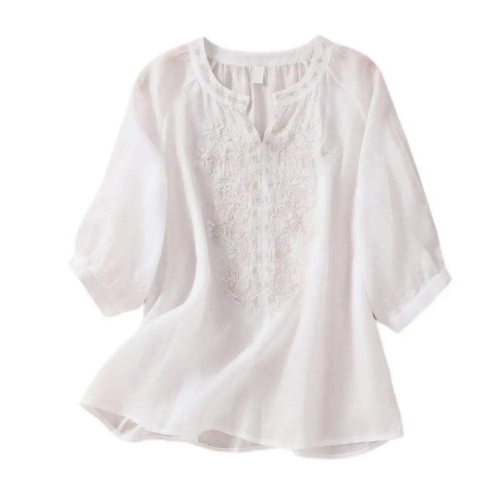 Sophie Embroidered Cotton Blouse