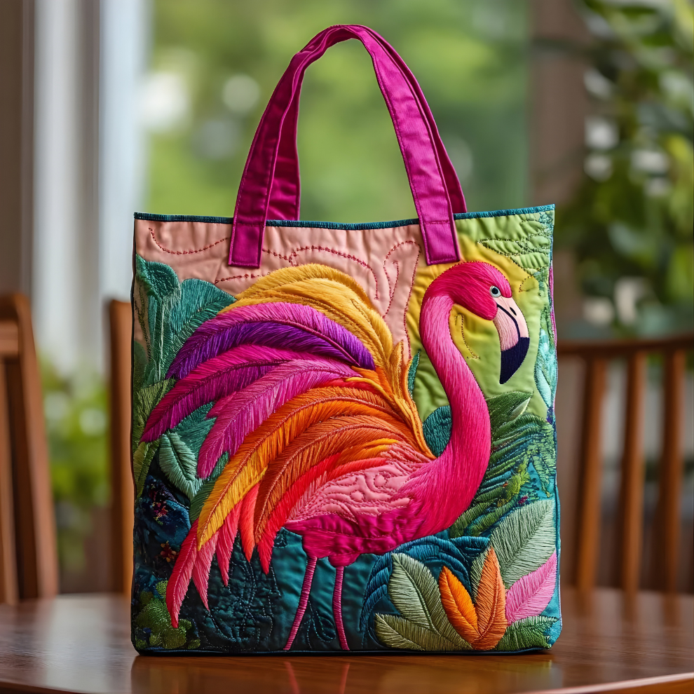 Tropical Flamingo Quilted Tote