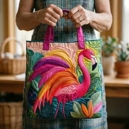 Tropical Flamingo Quilted Tote