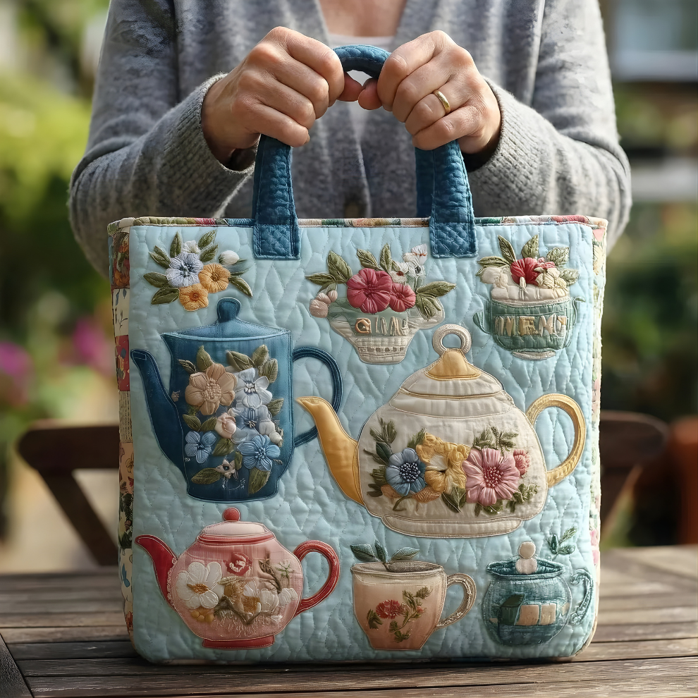 Vintage Floral Quilted Tote