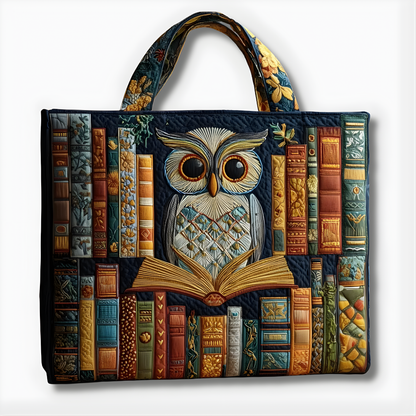 Wise Owl Library Charm | Handmade Quilted Tote