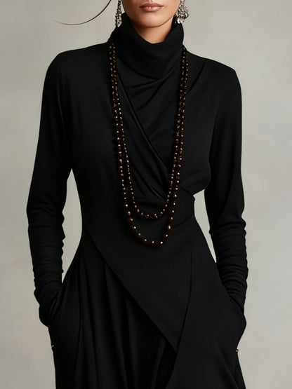 Arielle™ Vintage Asymmetrical Turtleneck Dress