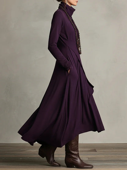 Arielle Vintage Asymmetrical Turtleneck Dress