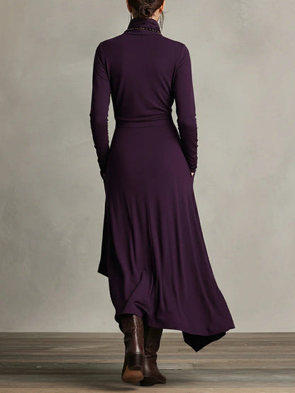 Arielle Vintage Asymmetrical Turtleneck Dress