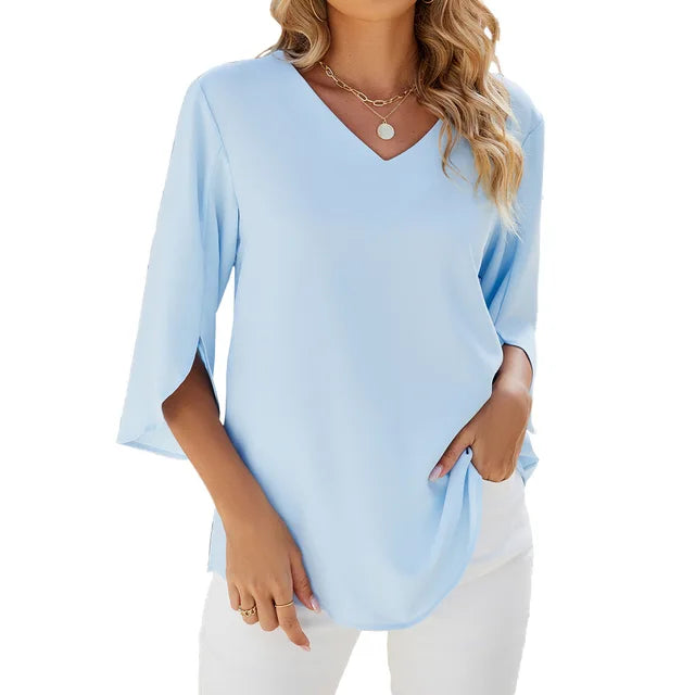 Jadzia Relaxed V-Neck Blouse