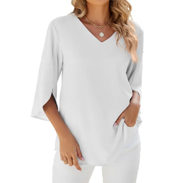 Jadzia Relaxed V-Neck Blouse