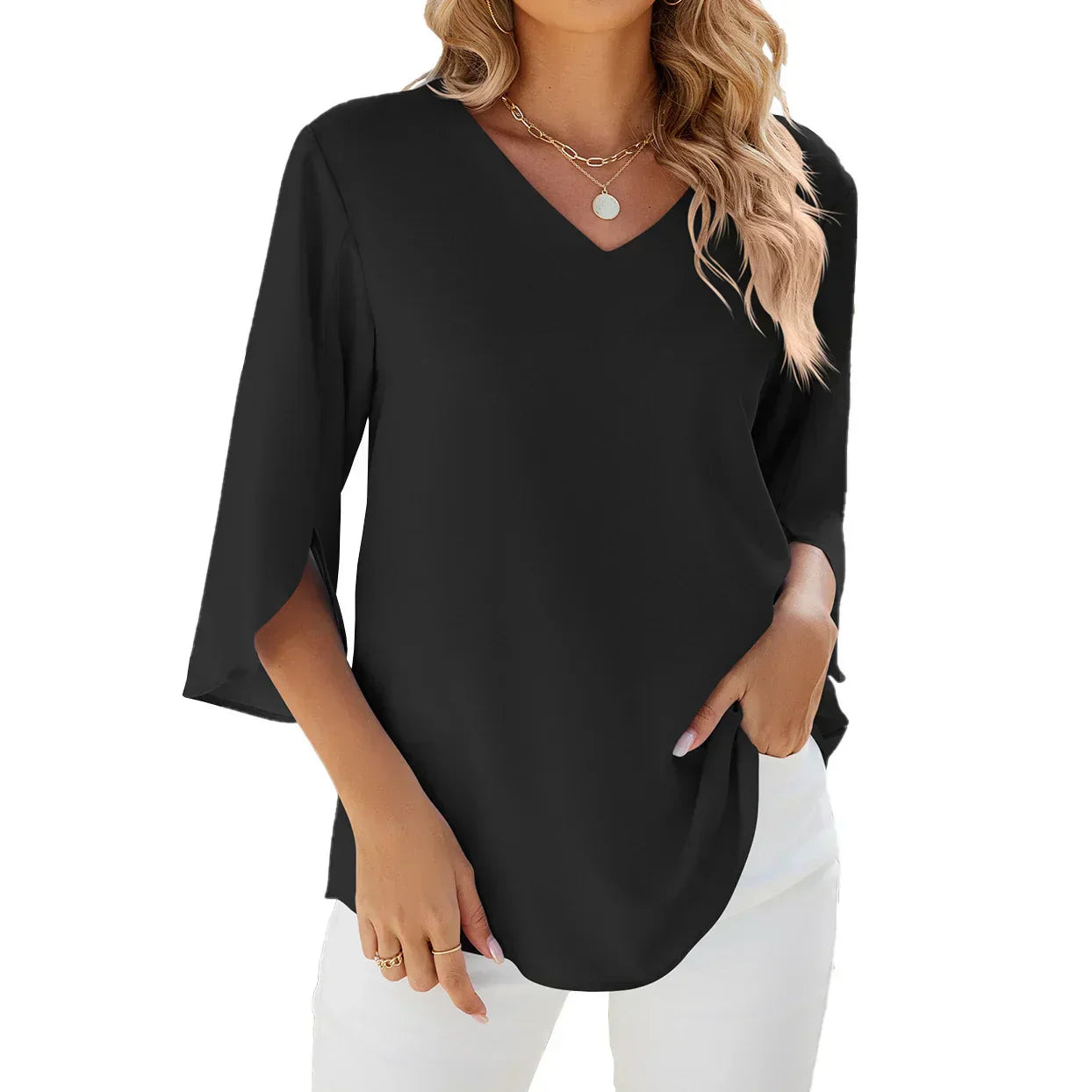 Jadzia Relaxed V-Neck Blouse